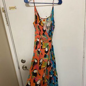 Farm Rio Anthropologie Toucan Maxi Wrap Dress